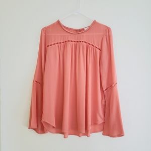RO & DE Semi-Sheer Top/Blouse  Bell Sleeves